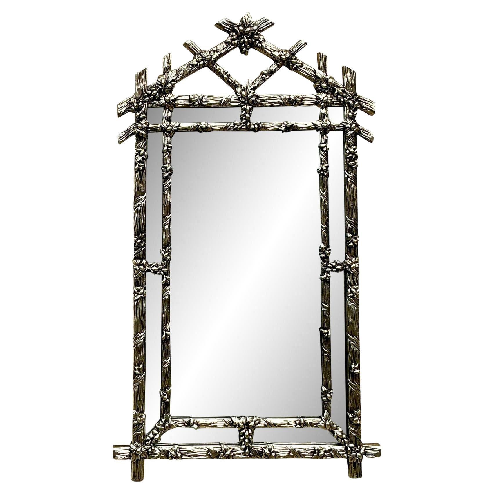 Vintage Regency Versilberter Faux Bois-Spiegel