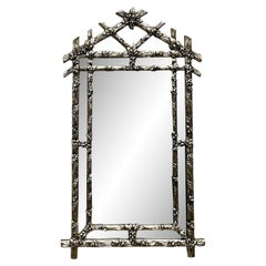 Vintage Regency Versilberter Faux Bois-Spiegel