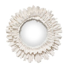 French Round Plaster Starburst Shaped Mirror, 21st Century