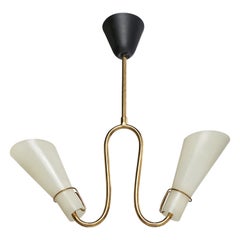 Swedish Designer, Chandelier, Brass, Metal, Acrylic, Sweden, 1950s