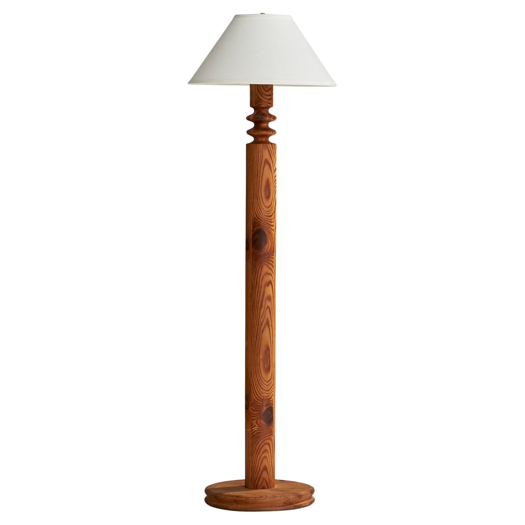 Uno Kristiansson, Floor Lamp, Pine, Fabric, Sweden, 1970s