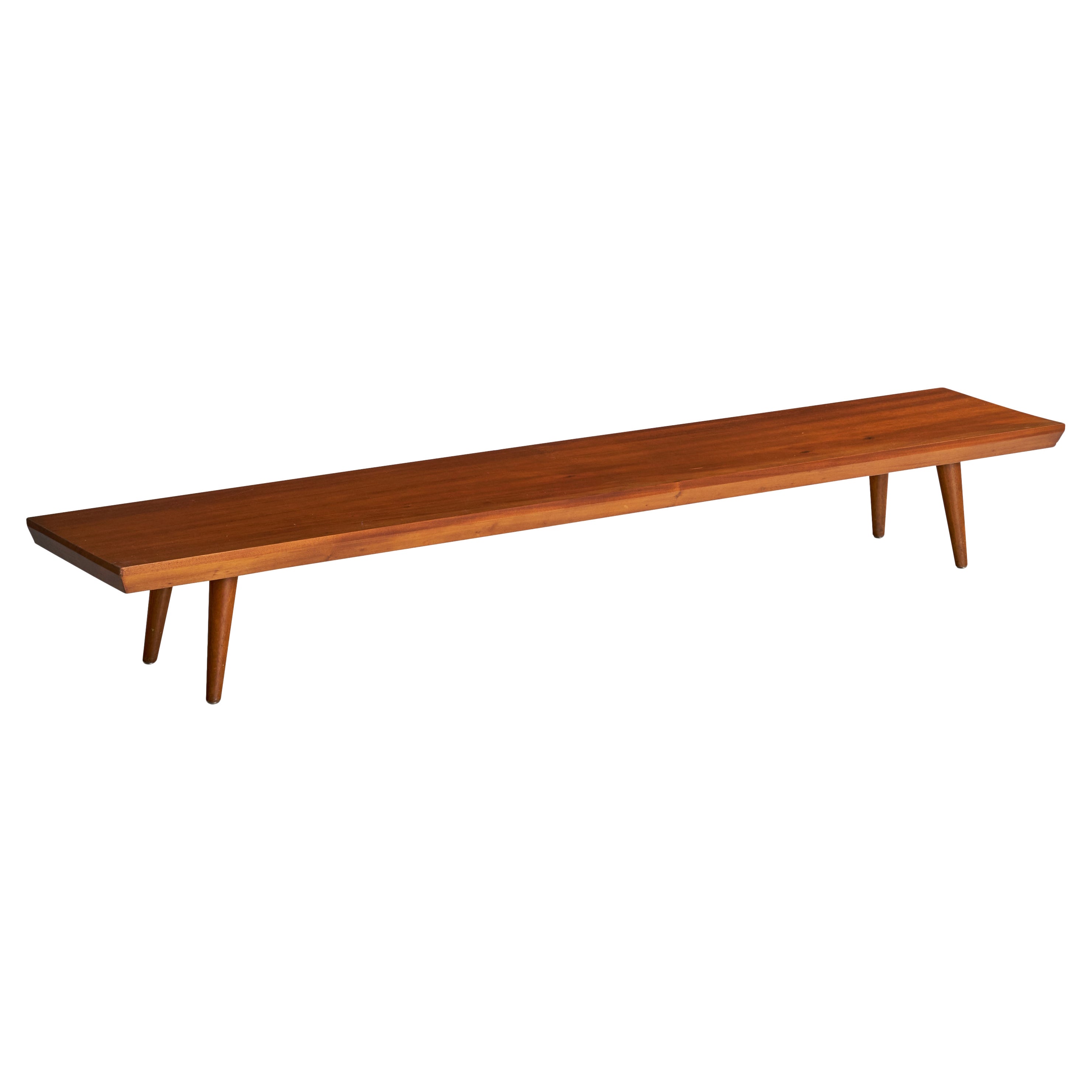 American Designer, Bench, Mahogany, USA, 1970s