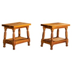 Schwedischer Designer, Beistelltische, Kiefernholz, Schweden, 1970er Jahre