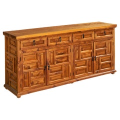 Spanish Designer, Cabinet, Iron, Cypress Wood, Spain, 1970s