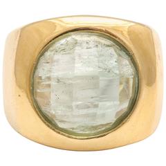 Modernist Faceted Aqua and Gold Ring Modernist Faceted Aqua and Gold Ring