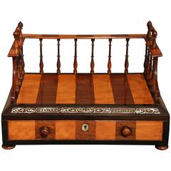 Antique William IV Satinwood, Rosewood and Ebony Book Carrier, Stand