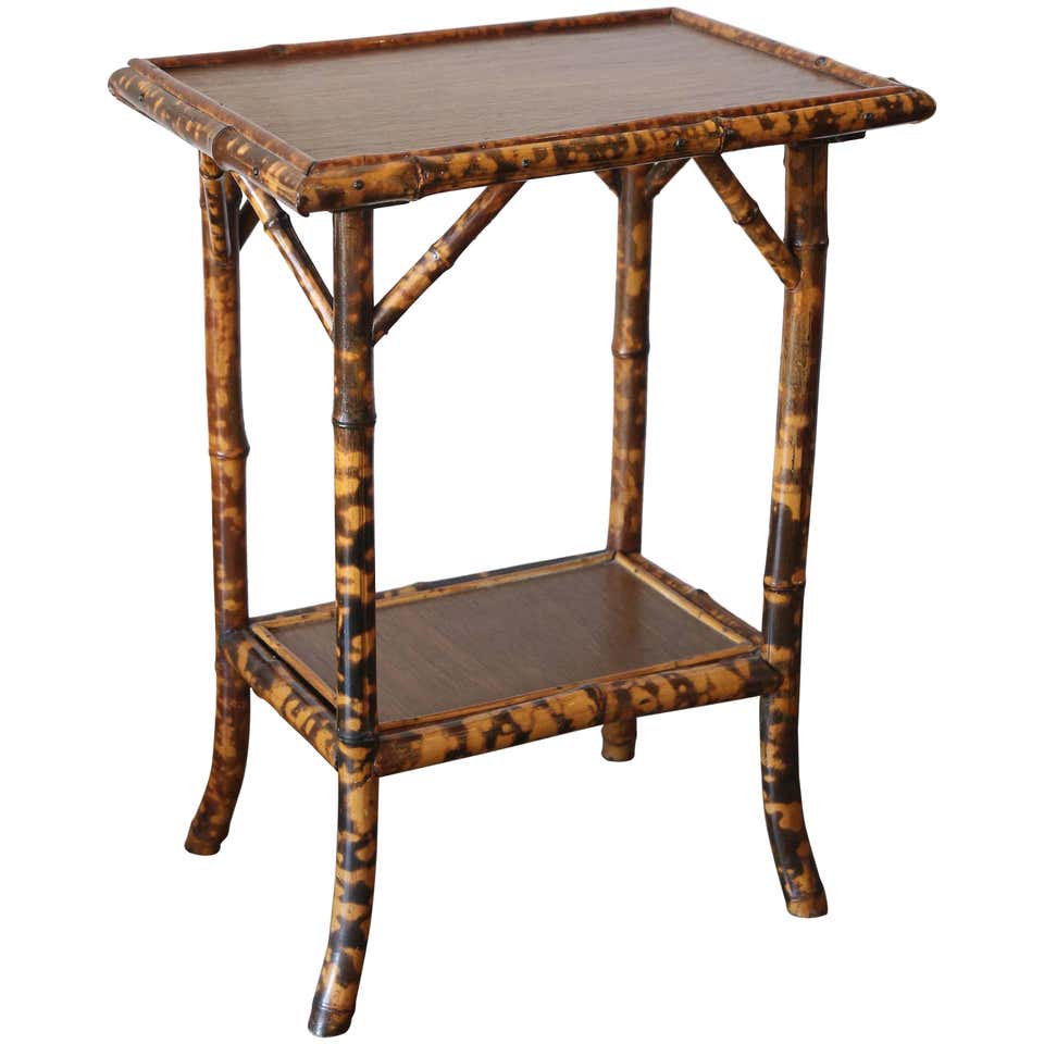 Tortoise Shell End Table 19th Century Scorched Bamboo Tortoise Shell Colored Table at 1stDibs