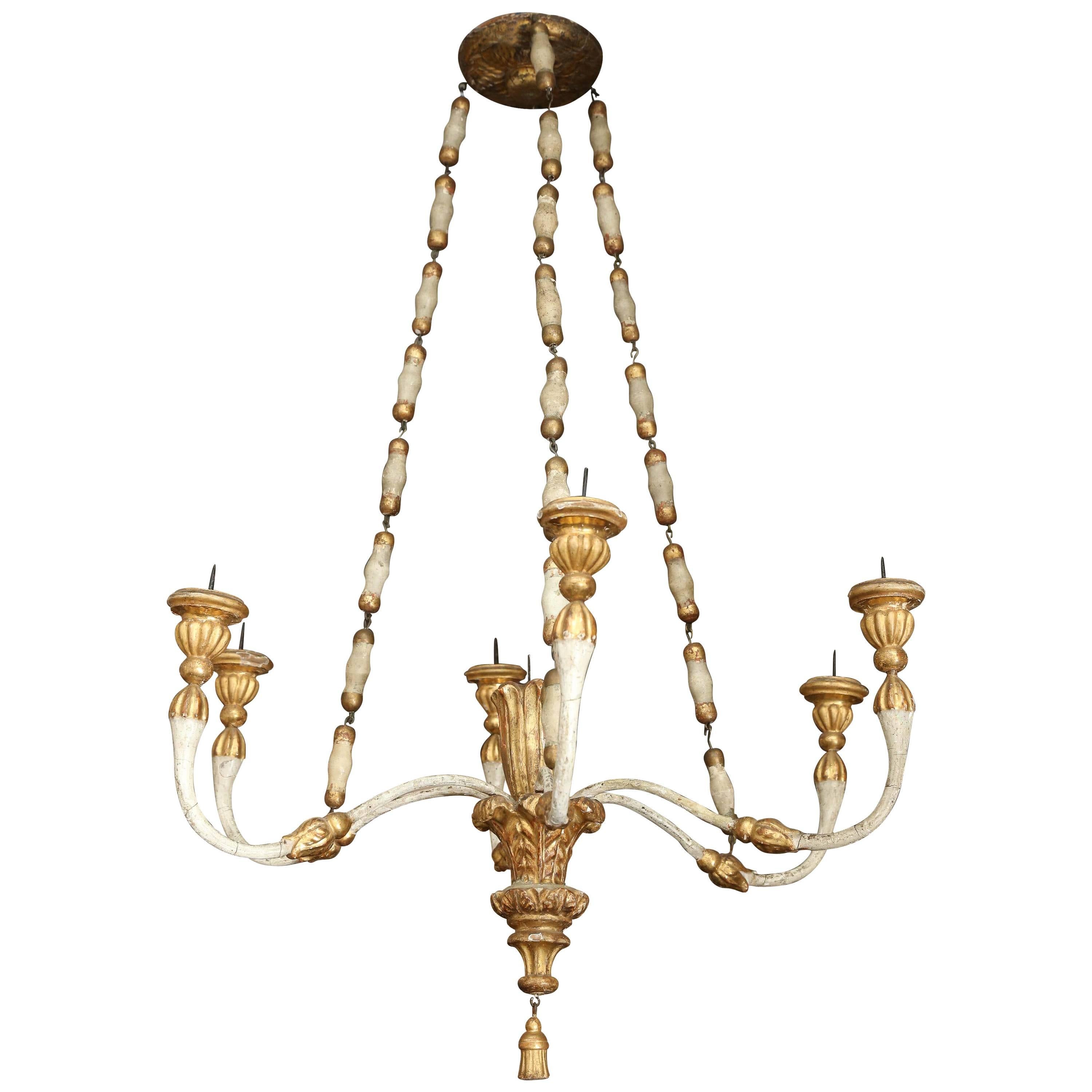 18th Century Painted and Gilt Venetian Chandelier For Sale