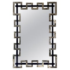 Segmented Mirror and Navy Murano Glass Lattice Frame Mirror