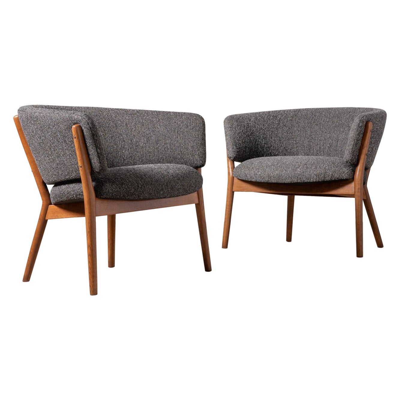 Nanna Ditzel Classic Vintage Scandinavian Model 83 Armchairs in Oak 1950s