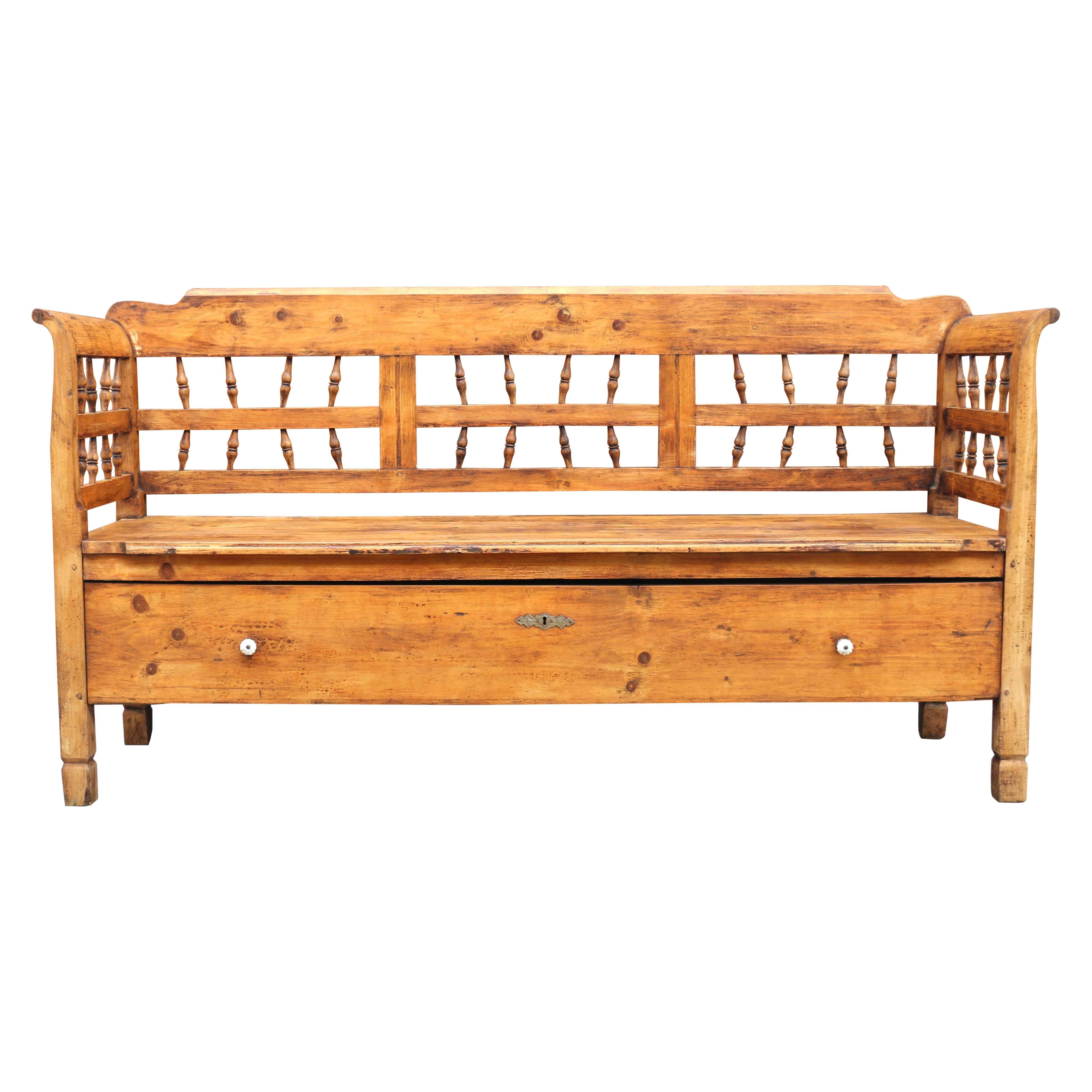 Vintage Pine Storage Bench or Settle, 1800s