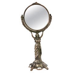 19th Century Silvered Bronze Table Psyche Mirror