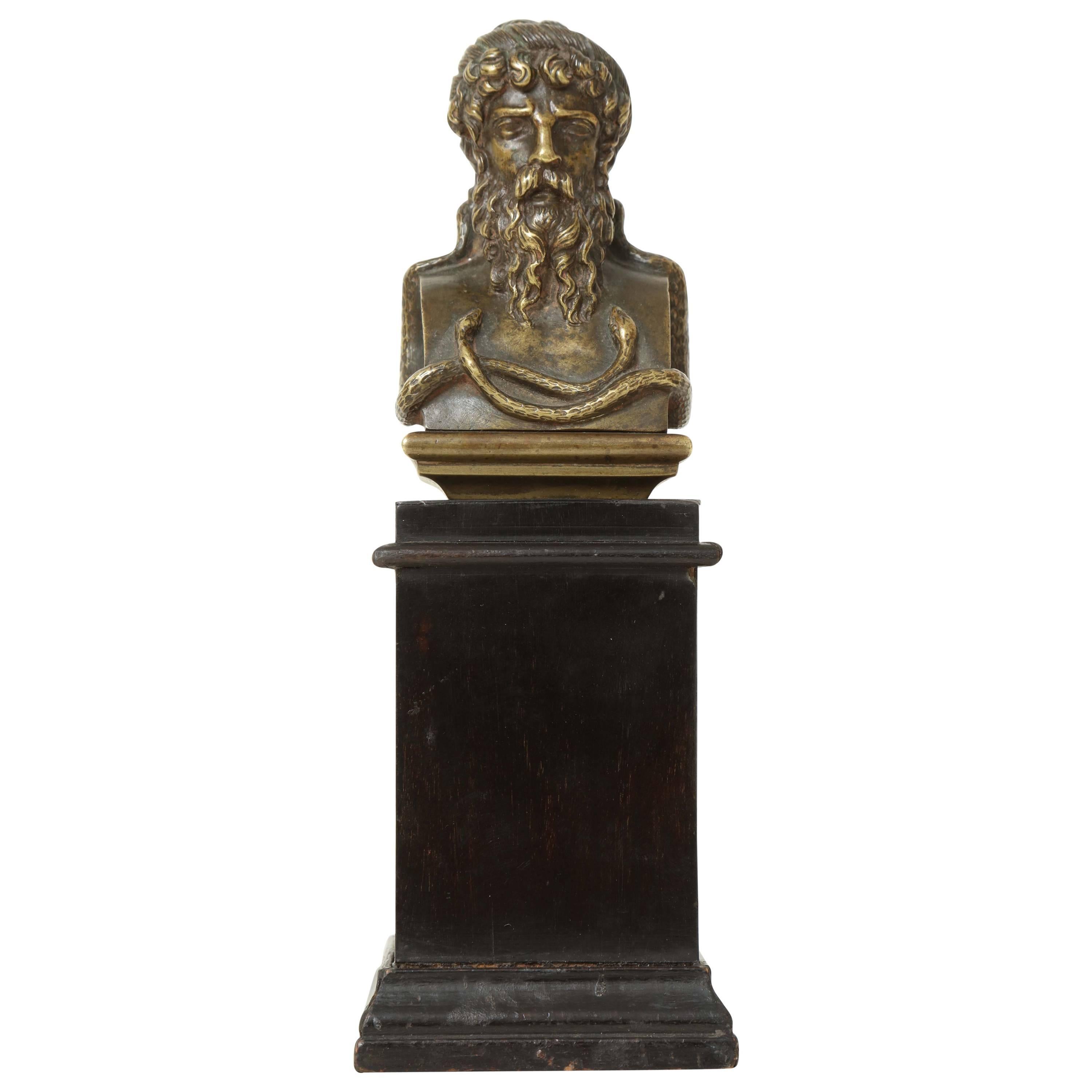 Early 19th Century Italian Bronze Bust of Asclepius For Sale