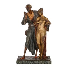 Antigua escultura austriaca orientalista de bronce pintada en frío