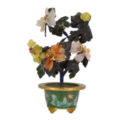Chinese Hardstone and Cloisonné Enamel Flower Model