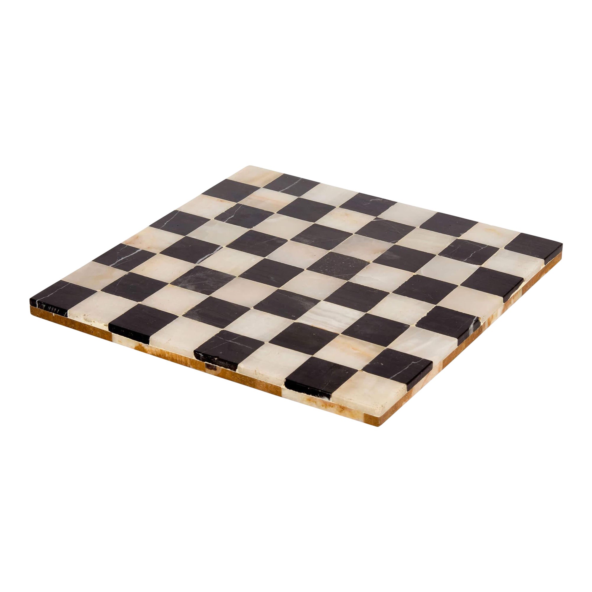 Modern Black Marble and Onyx Chessboard
