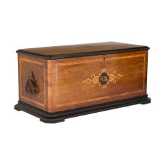 Antike Notenschachtel aus Holz mit Intarsien von Langdorff & Fils