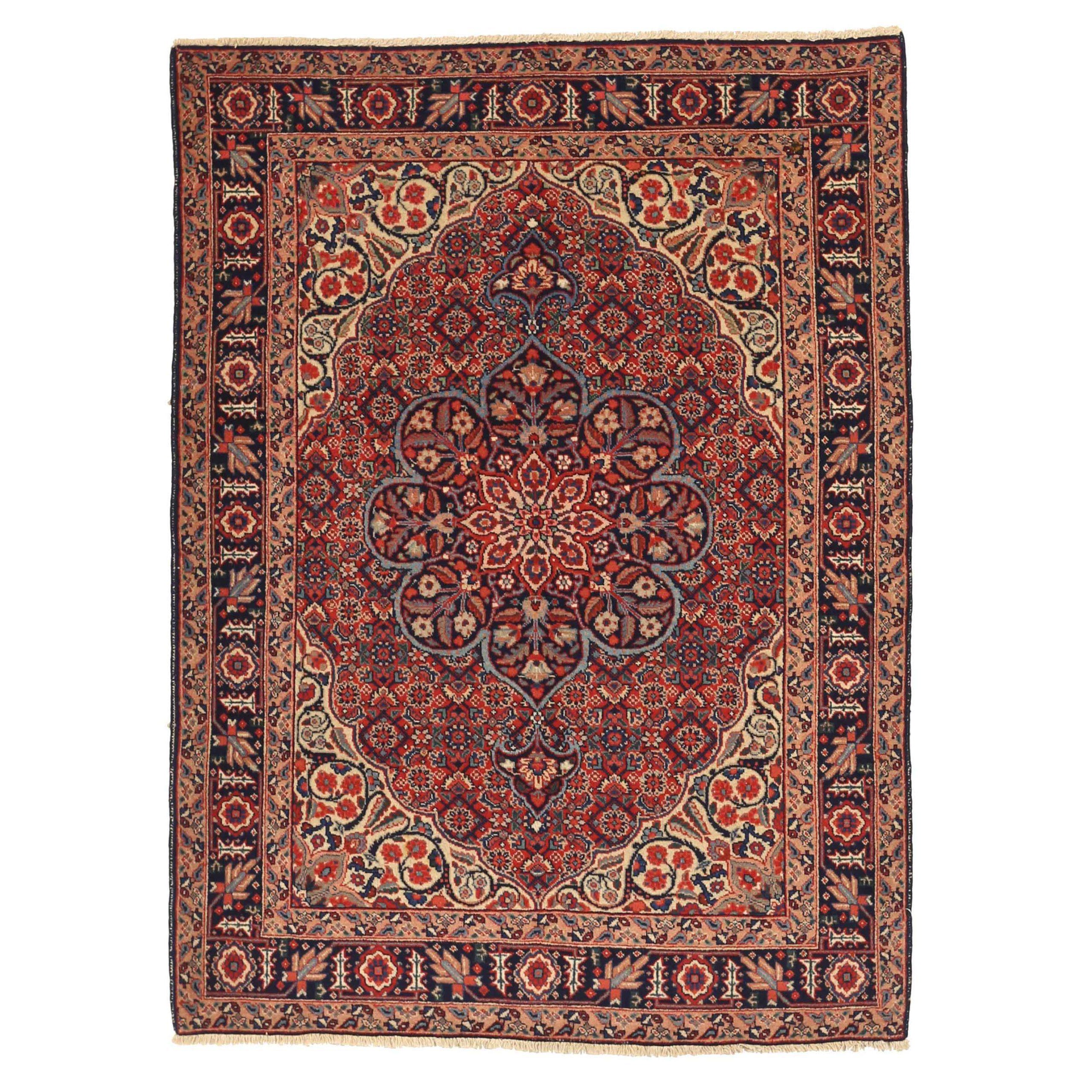Persischer Täbris-Teppich - Wolle Elfenbein Marineblau Blau Rot 10329