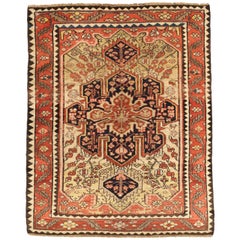 Persischer Hamadan Kleiner Teppich - Wolle Elfenbein Marineblau Blau Rot 10380