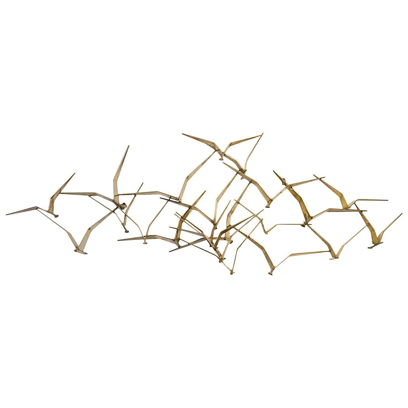 Curtis Jere Brass Birds in Flight Wall Sculpture