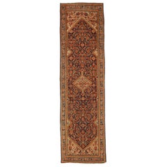Persian Malayer Runner Rug - Wool Ivory Navy Blue Red 10381