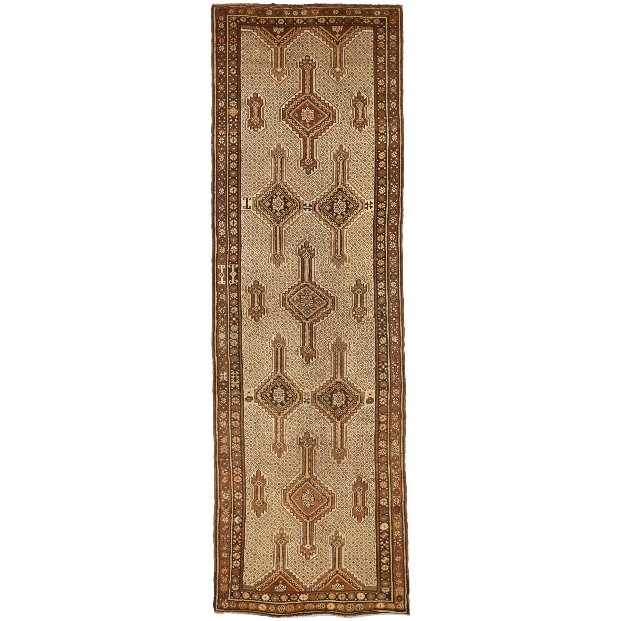 Persischer Sarab Läufer Teppich - Wolle Braun Elfenbein 10404