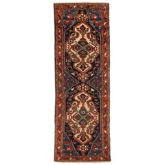 Persian Bakhtiari Runner Rug - Wool Ivory Light Blue 10405