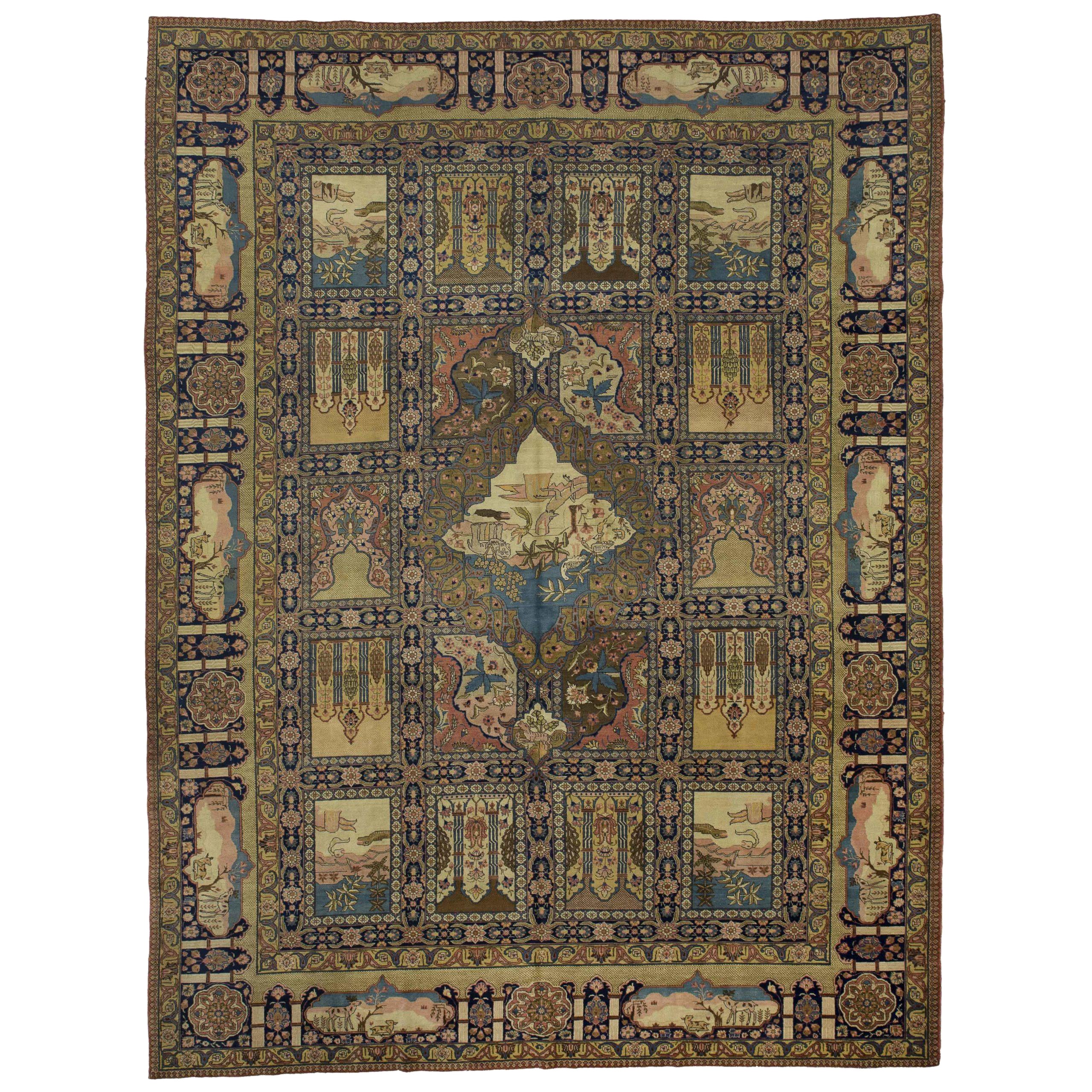 Tappeti persiani Tabriz - Lana Verde Avorio 10407