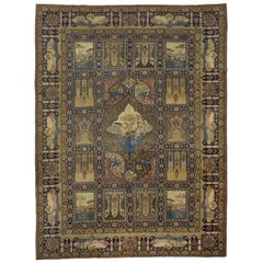 Persian Tabriz Area Rugs - Wool Green Ivory 10407