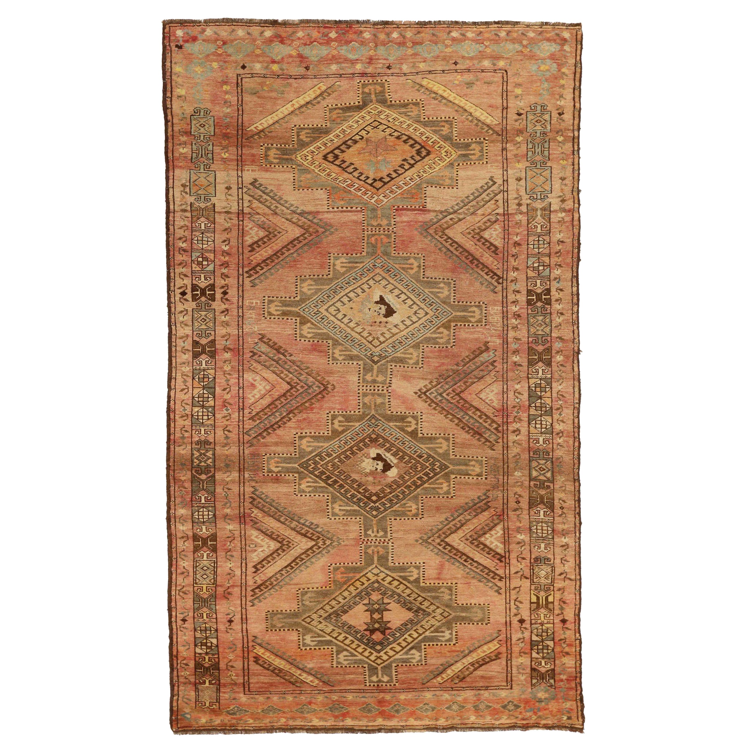 Afghanistan Afghan Area Rugs Circa 1910 - Wool Brown Pink Red 10410