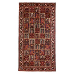 Alfombras Persas Bakhtiari Circa 1910 - Lana MarfilAzul MarinoDiseño Rojo - 10413