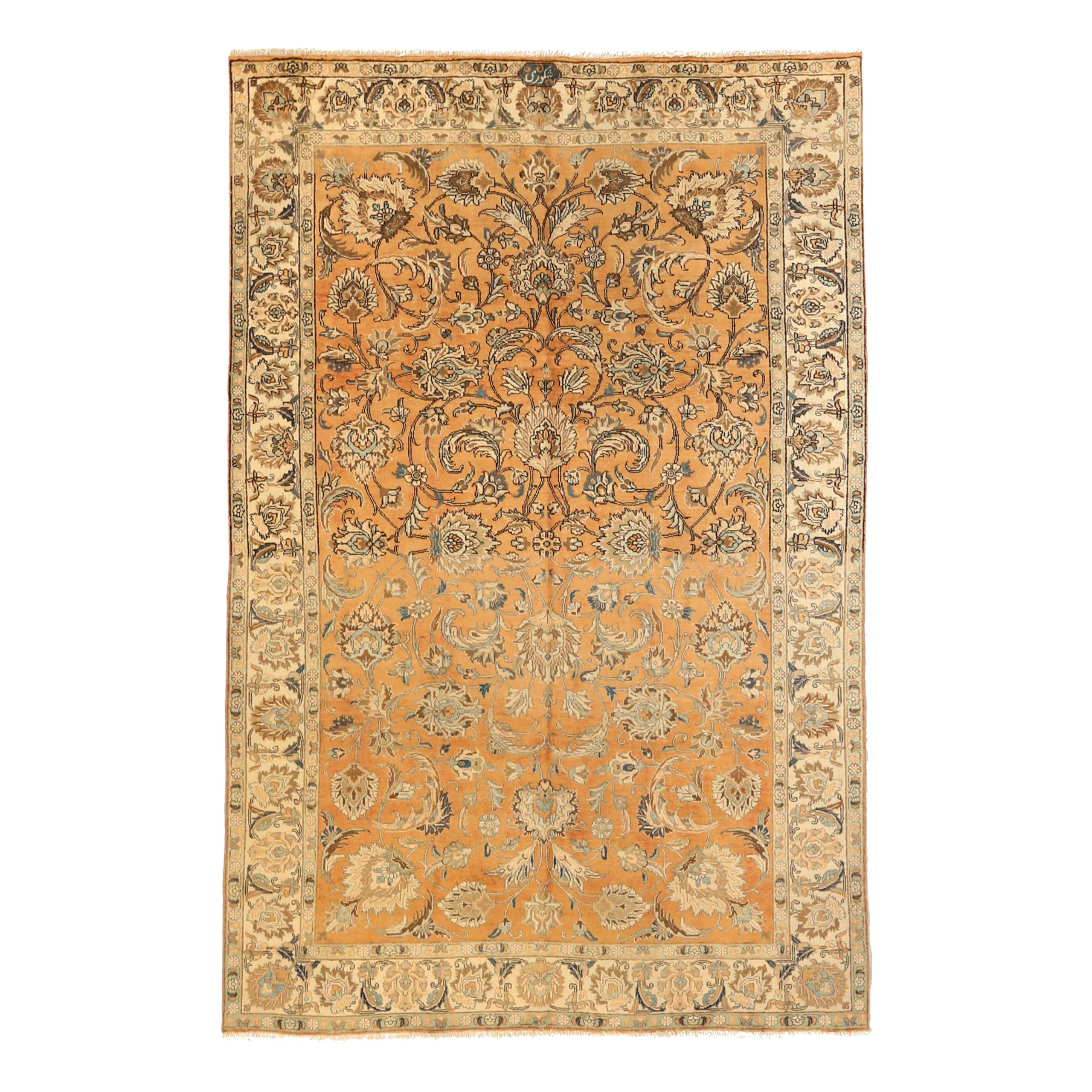 Tappeti persiani Tabriz - Lana Avorio Arancione 10429 in vendita