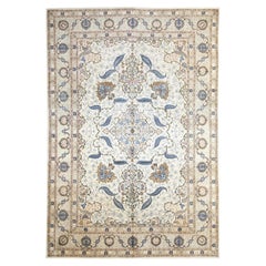 Persian Kashan Area Rugs - Wool Blue Ivory 10563