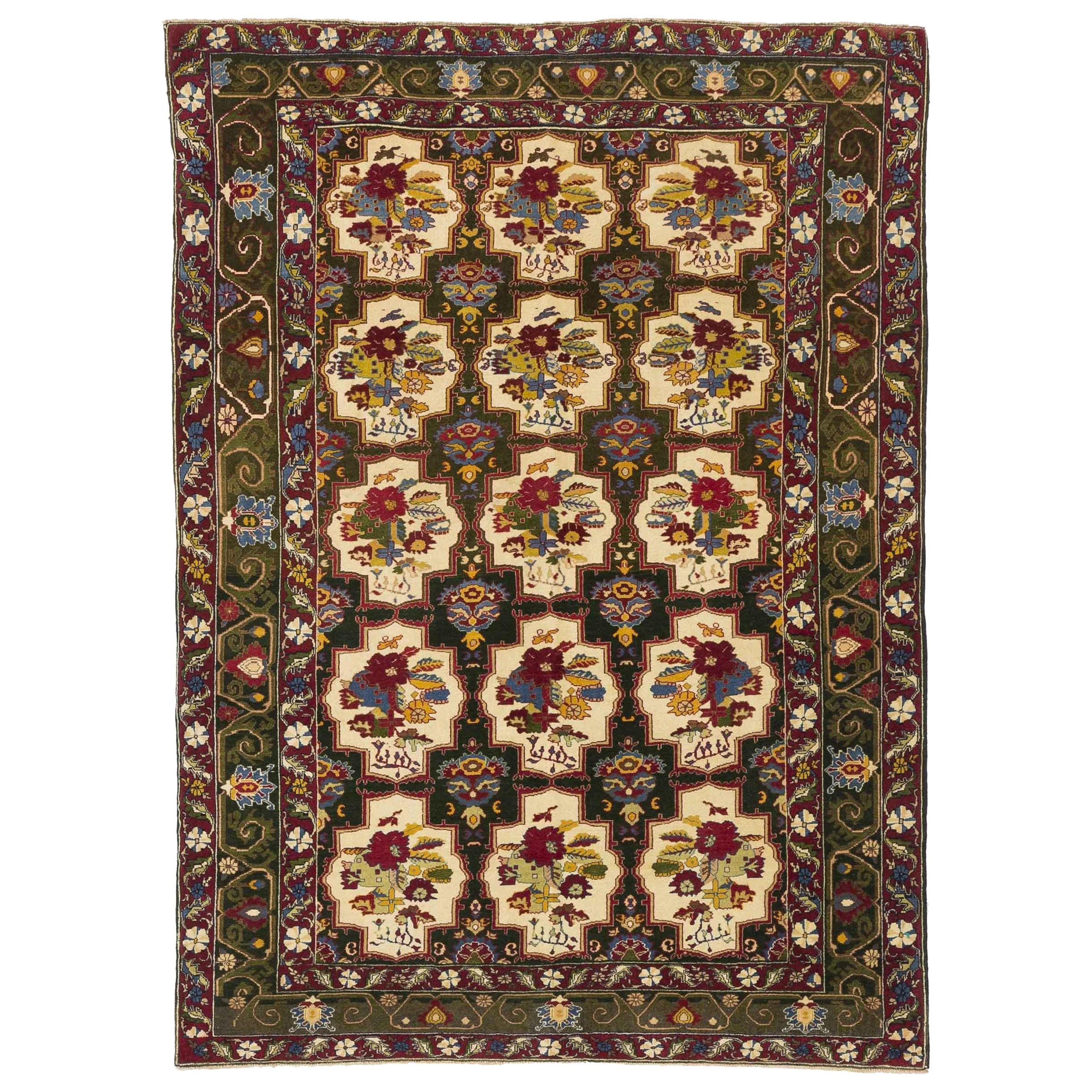 India India Small Rug - Wool Black Ivory 10528 For Sale