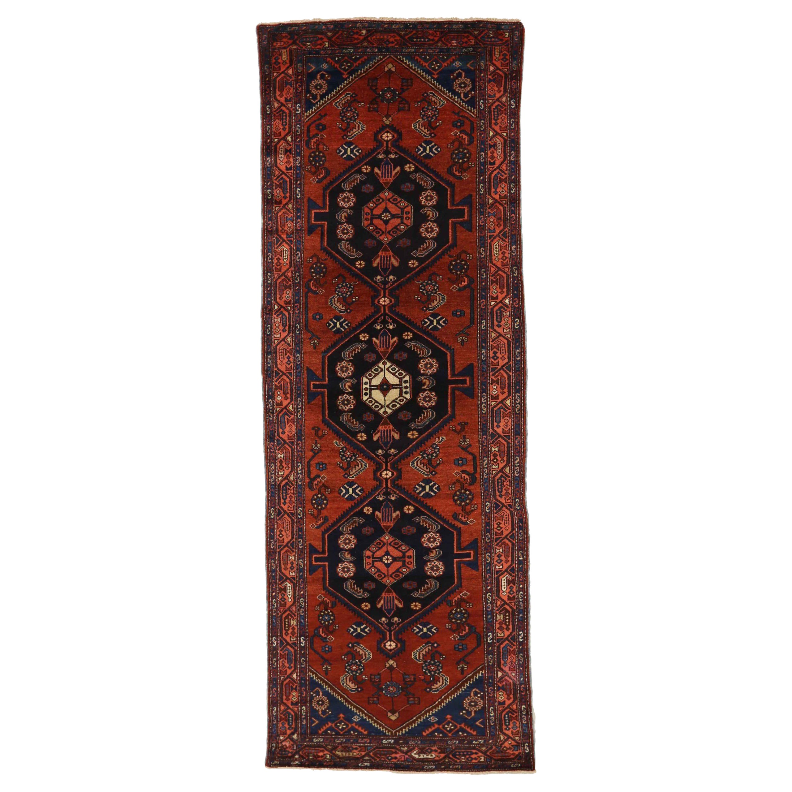 Tapis persan Malayer - Laine bleu marine rouge 10618
