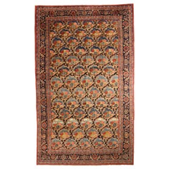 Tapis Persan Bijar Circa 1880 - Laine BleuNavy BlueRed Design - 10583