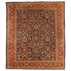 Tapis persans Sultanabad - Laine ivoire bleu marine bleu rouge 10646