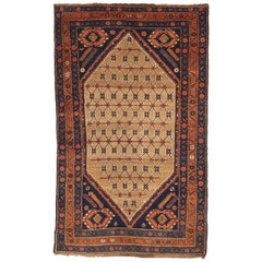 Persischer Hamadan Kleiner Teppich - Wolle Elfenbein Marineblau Blau Rot 10587