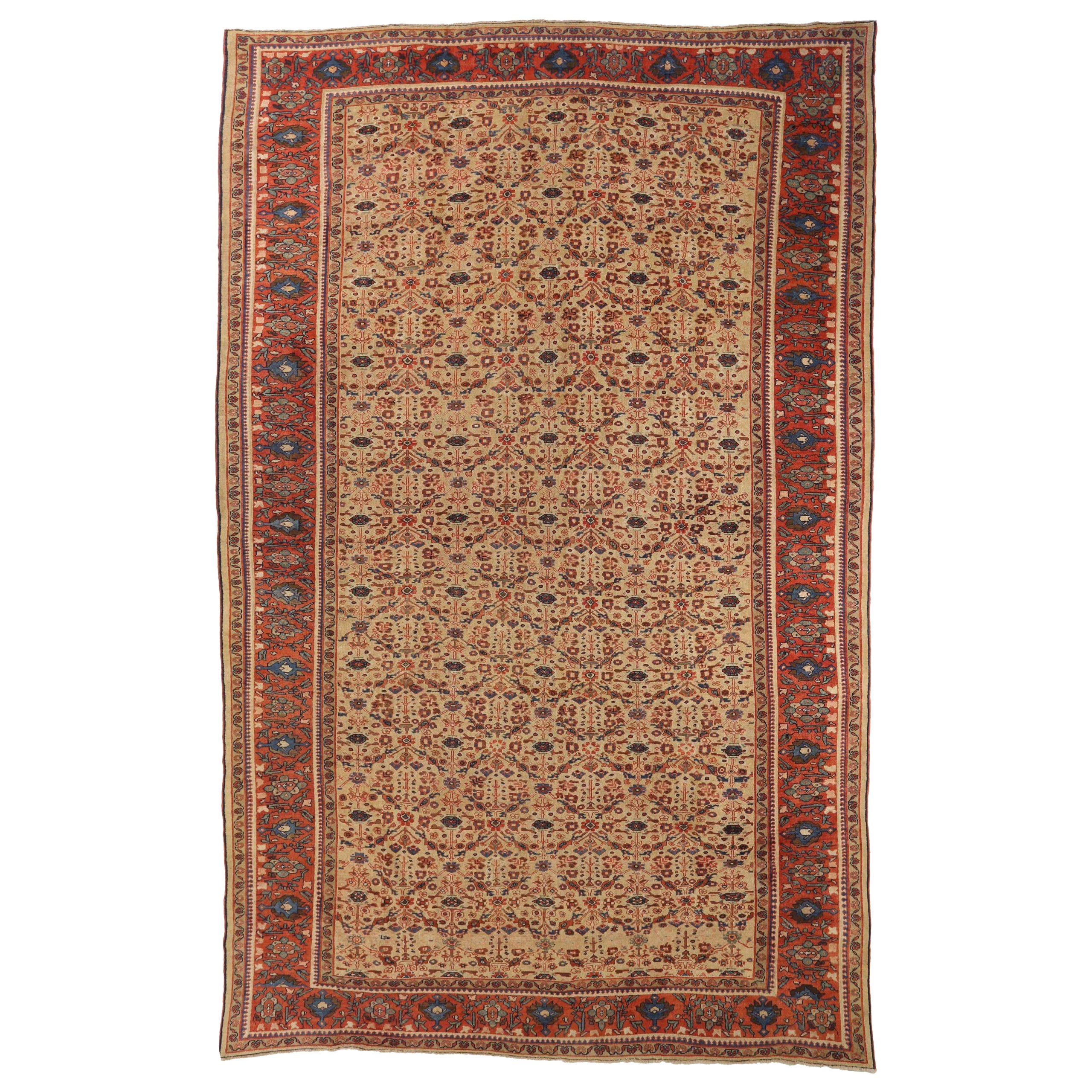 Persischer Sultanabad Over Size Teppich CIRCA 1880 - Wolle Elfenbein Design - 10591 im Angebot