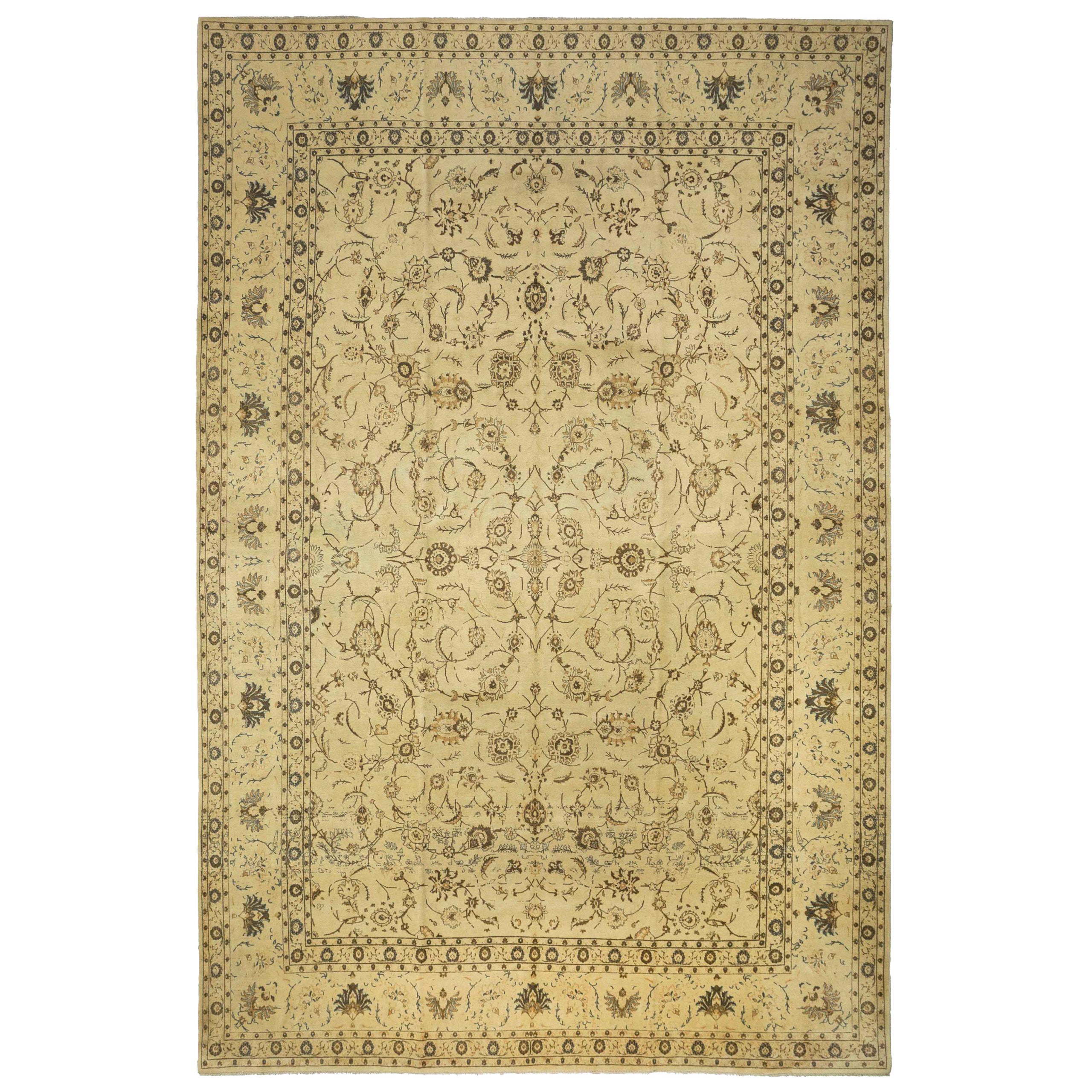 Persian Kashan Area Rugs - Wool Ivory 10594