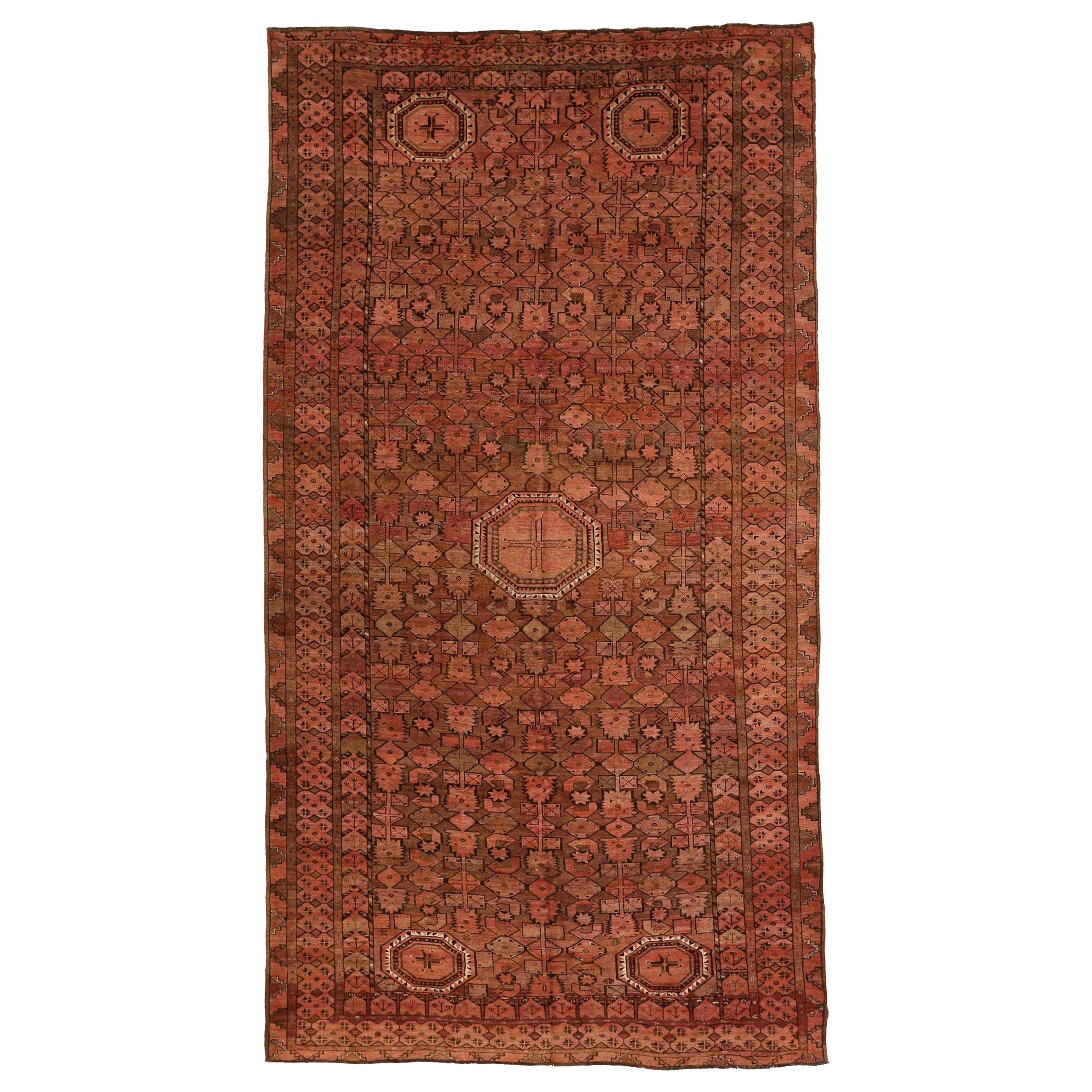 Afghanistan Afghan Area Rugs Circa 1910 - Wool Brown Pink Red 10598
