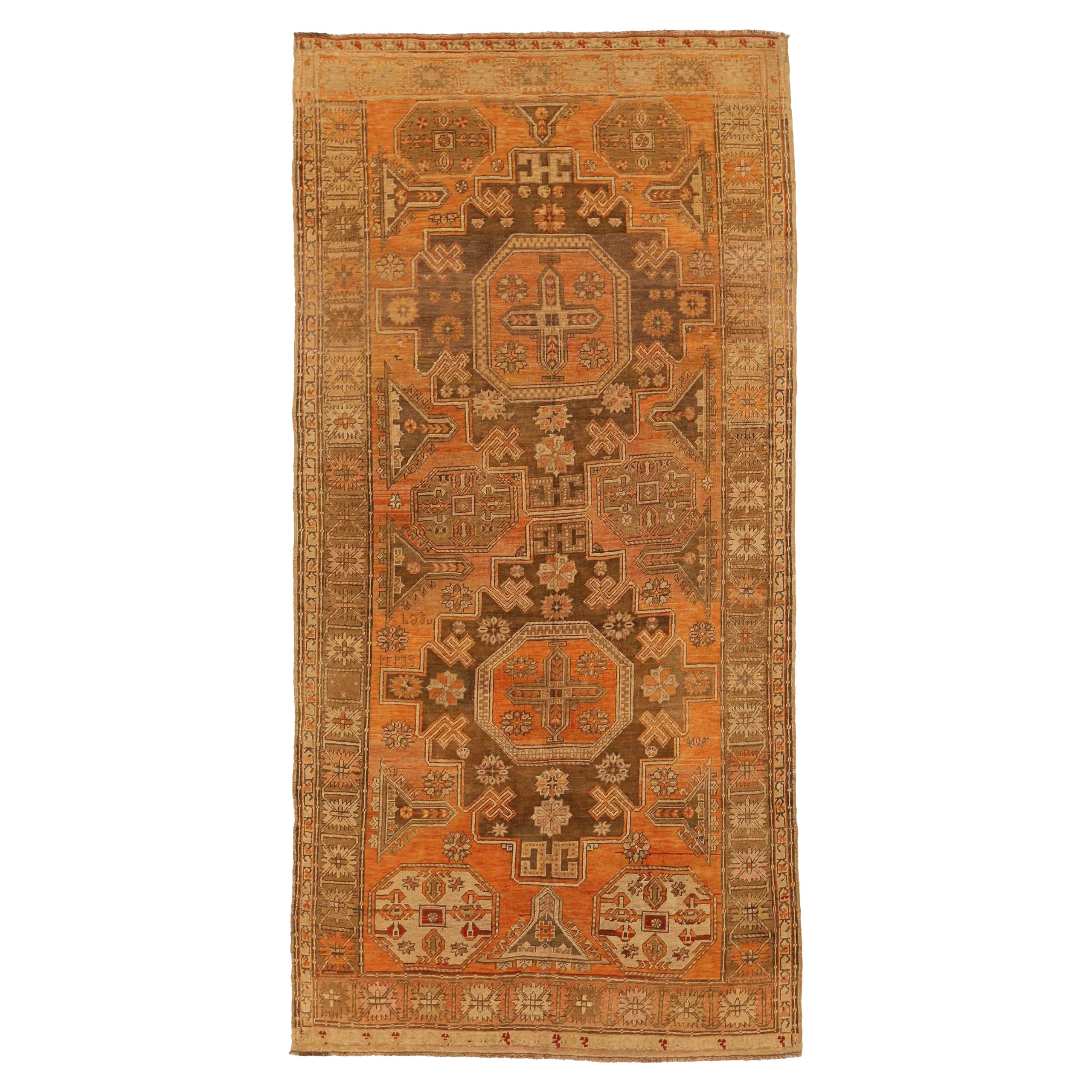 Persische Kazak-Teppiche um 1910 - Wolle BraunOrange Design - 10629