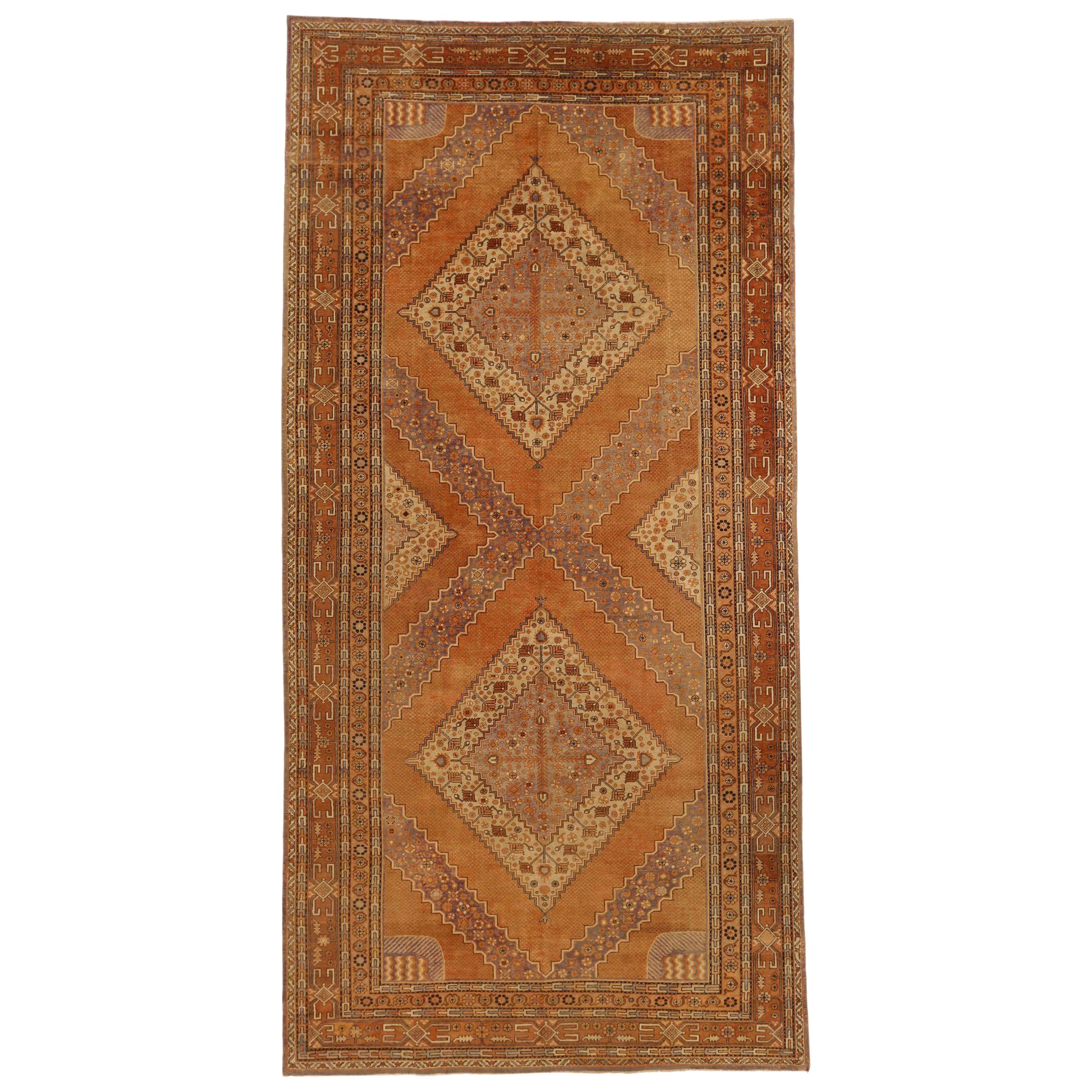 Tapis russes Khotan - Laine ivoire orange 10641