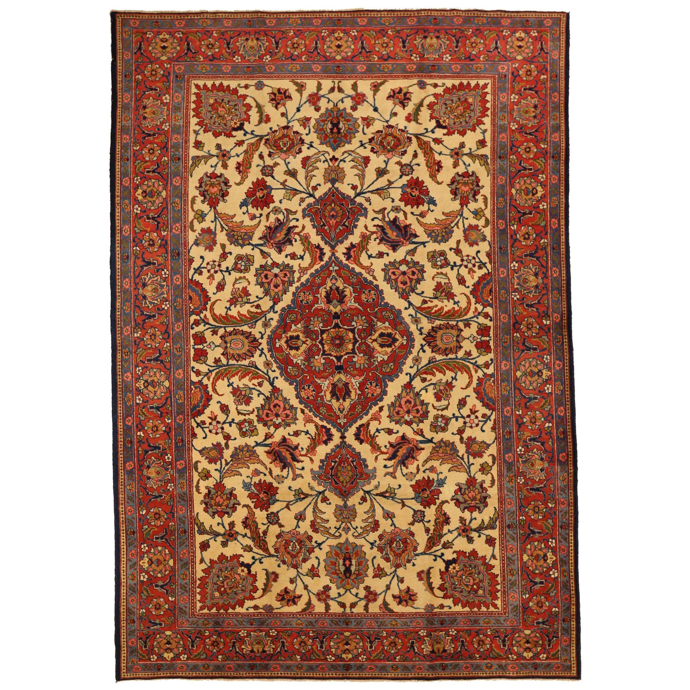 Tappeti persiani Tabriz - Lana Avorio Rosso 10642