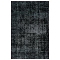 5.3x8.3 Ft Modern Handknotted Türkisch Plain Area Rug Over-Dyed in Black Color
