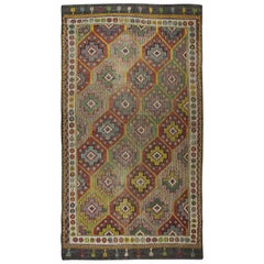 6.2x11.5 Ft Colorful Vintage Turkish Jajim Kilim, Decorative HandWoven Jijim Rug