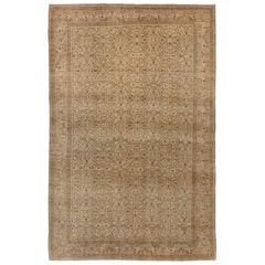 Tappeto vintage turco Kyseri 6.4x9 Ft in beige e marrone con disegno floreale