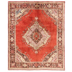 8x9.5 Ft Antique Turkish Oushak Rug, Rare Size, 100% Wool, Circa 1920