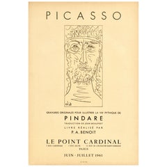 Original Vintage-Vintage-Kunstausstellungsplakat Pablo Picasso Pindare-Stiche Kardinal
