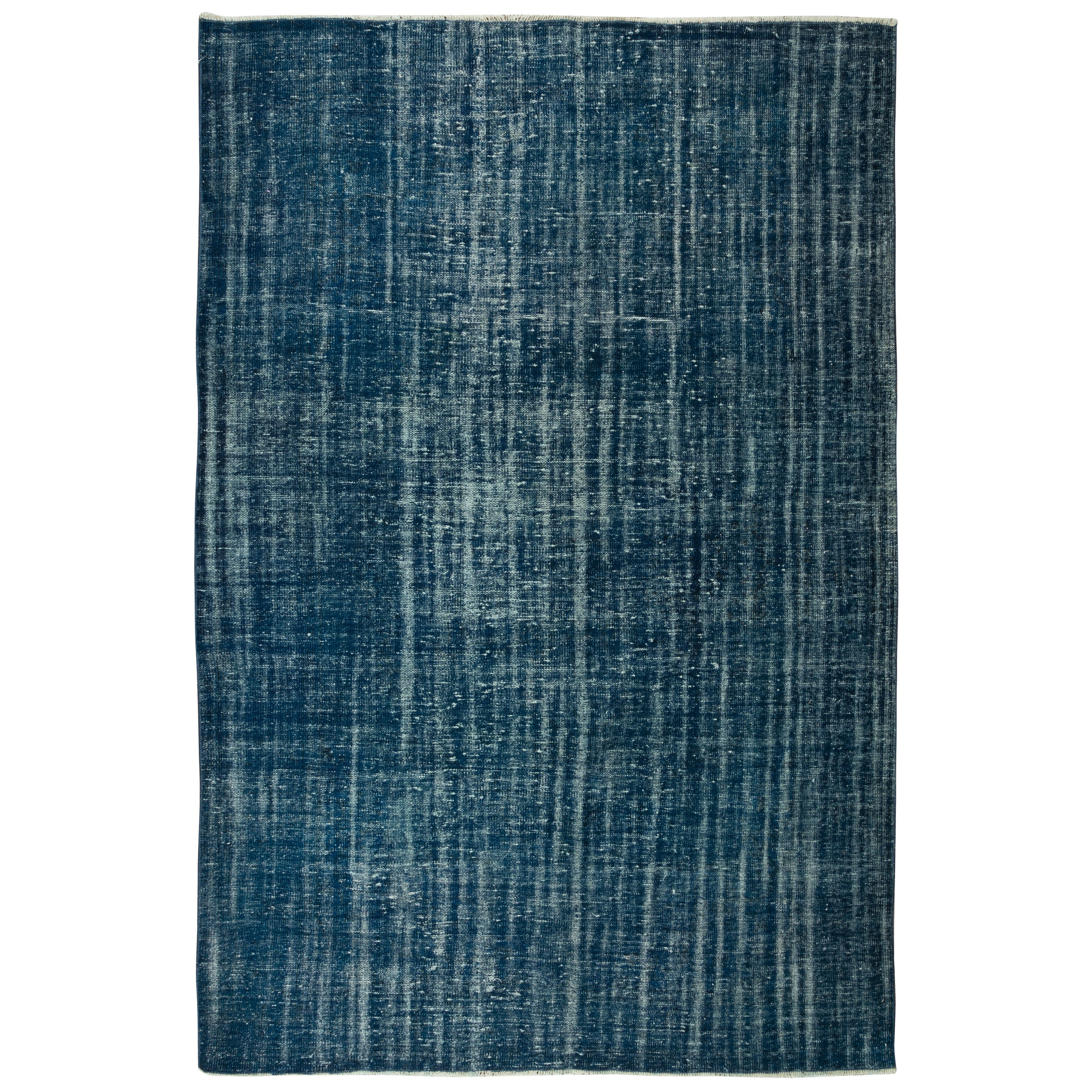 7x10.3 Ft Contemporary Handmade Türkische Wolle Bereich Teppich in Marineblau Farbe